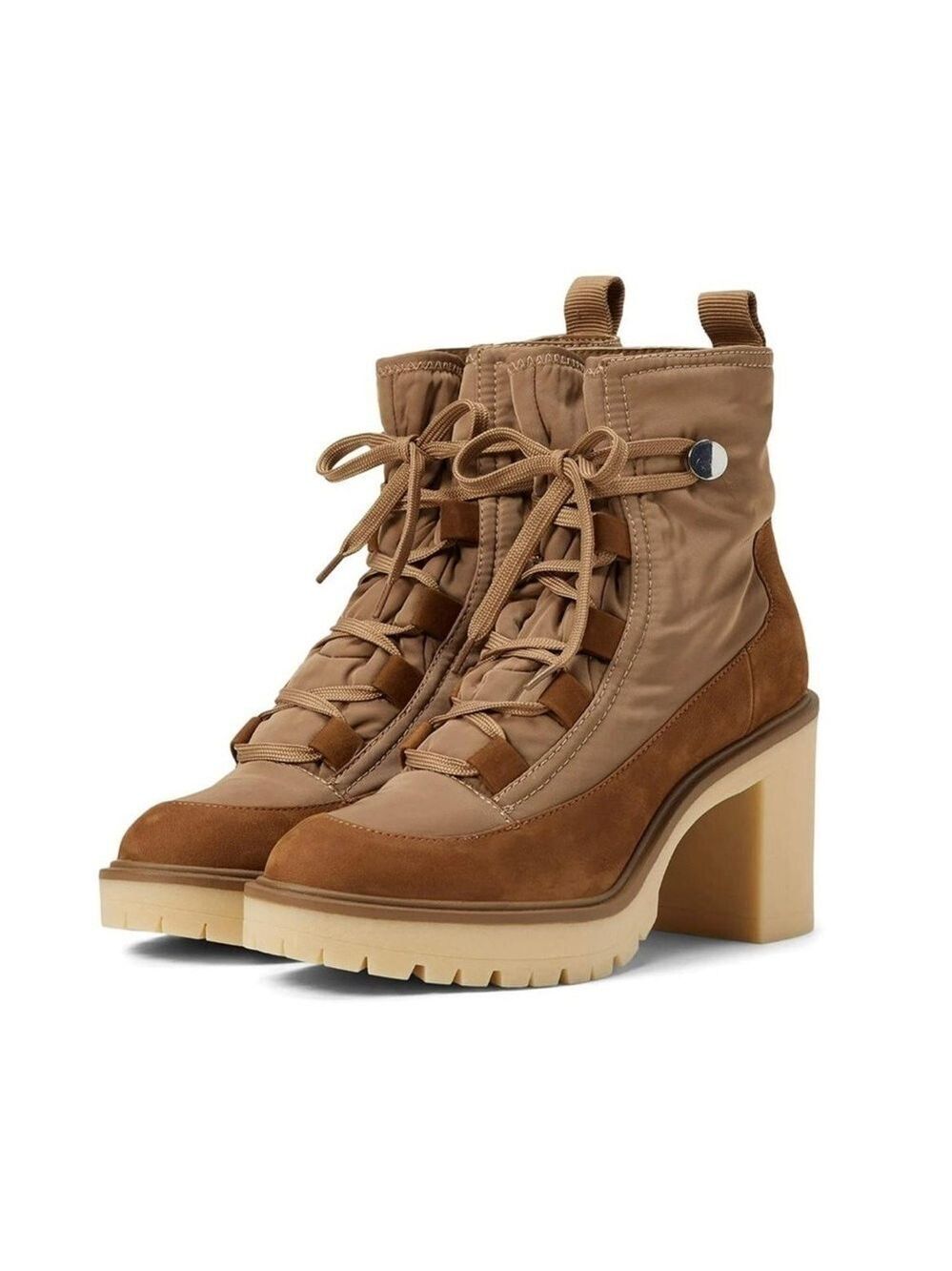 Dolce Vita Celida Nylon Leather Lace Up Heeled Lugged Sole Boots - NWT